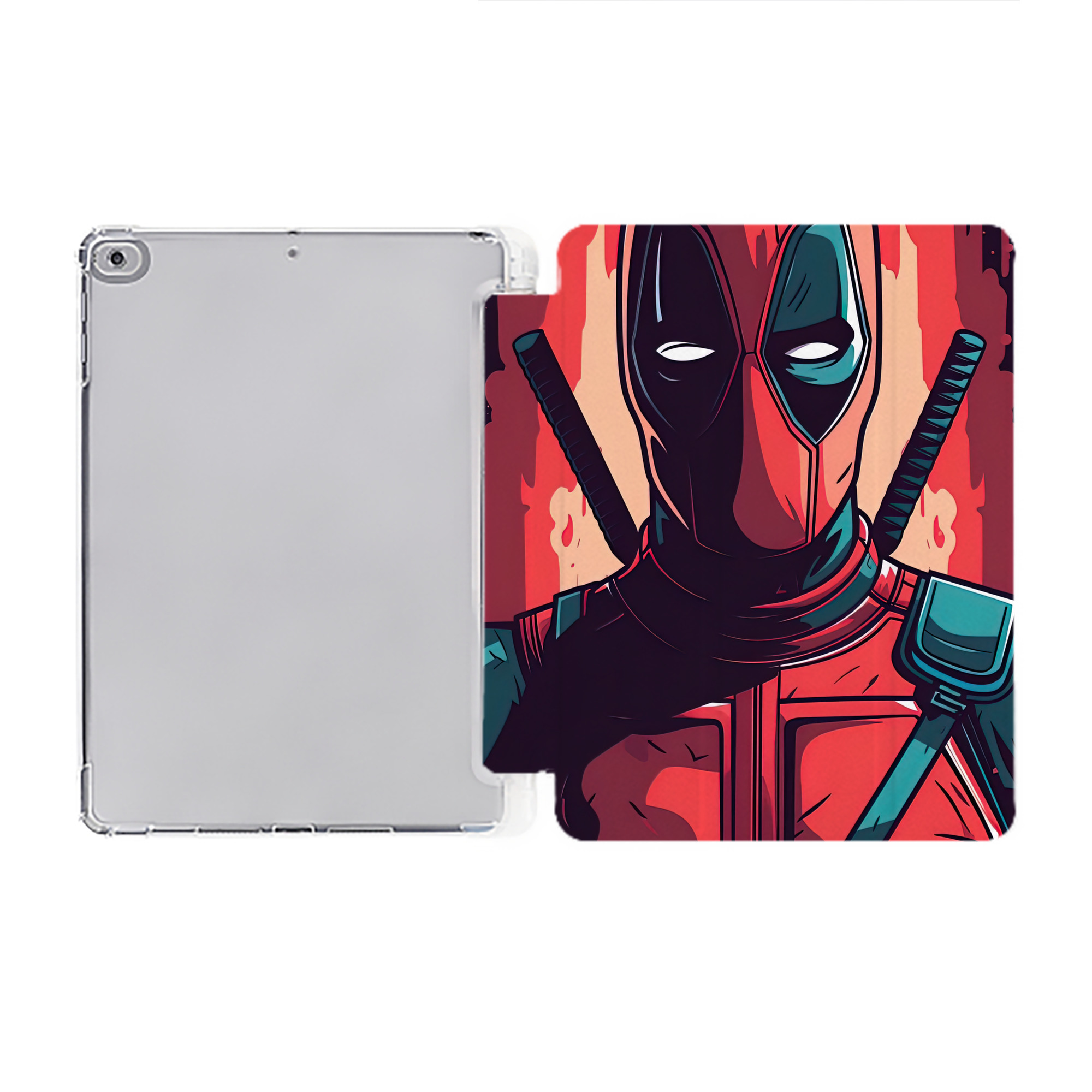 （画像用） Deadpool デッドプール IPad ケース ペン収納付き 三つ折りスタンド PUレザー×シリコン 対応機種9.5/10.5/10.9インチ